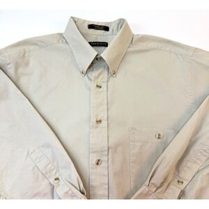 Van Heusen Mens Button-Down Long Sleeve Peached Twill Dress Shirt Tan Sz17 32/33